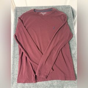 Nautica Men's Burgundy Performance Long Sleeve Tee